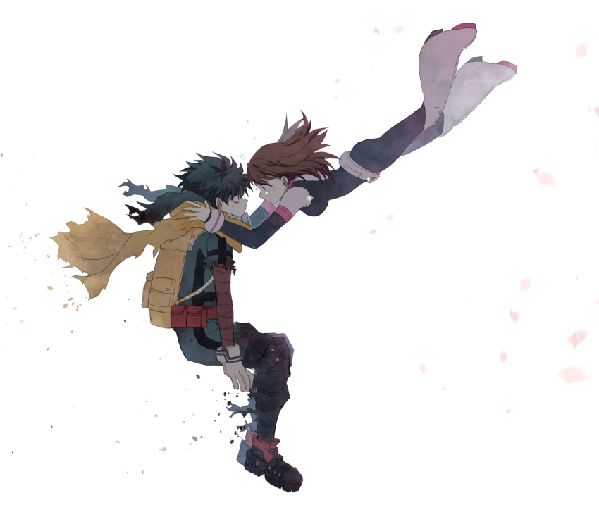 1boy, 1girl, absurdres, backpack, bag, bandaged_arm, bandages, belt