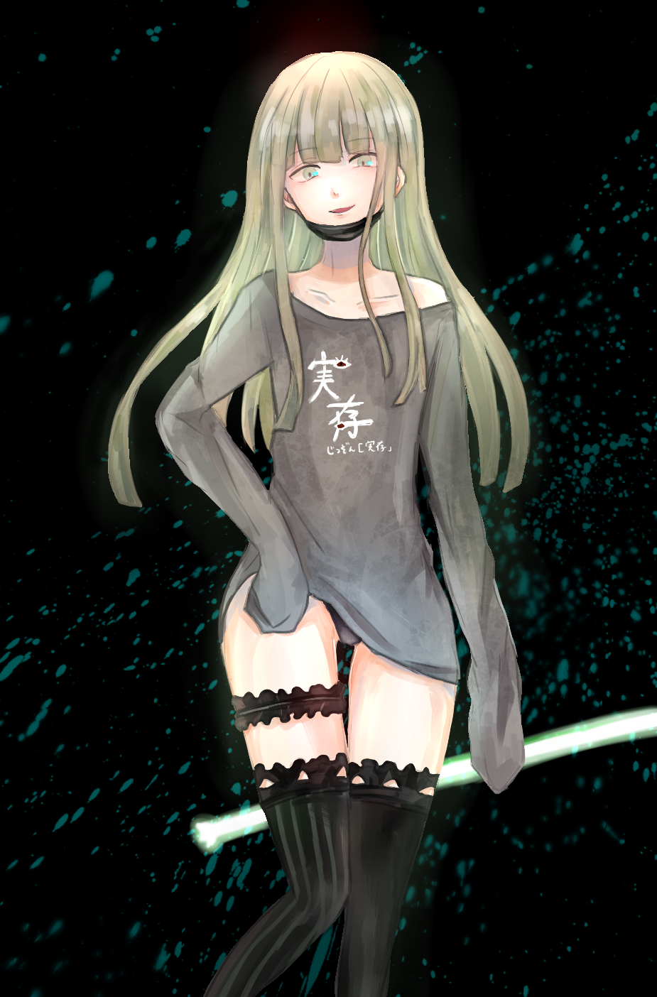 1boy, :d, akitama2727, asymmetrical_legwear, black_background, black_legwear, black_panties, brown_hair