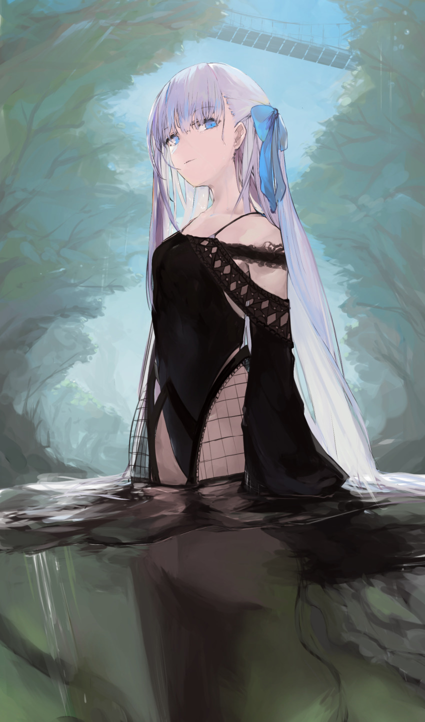 1girl, absurdres, blue_eyes, blue_ribbon, closed_mouth, fate/extra, fate/extra_ccc, fate/grand_order