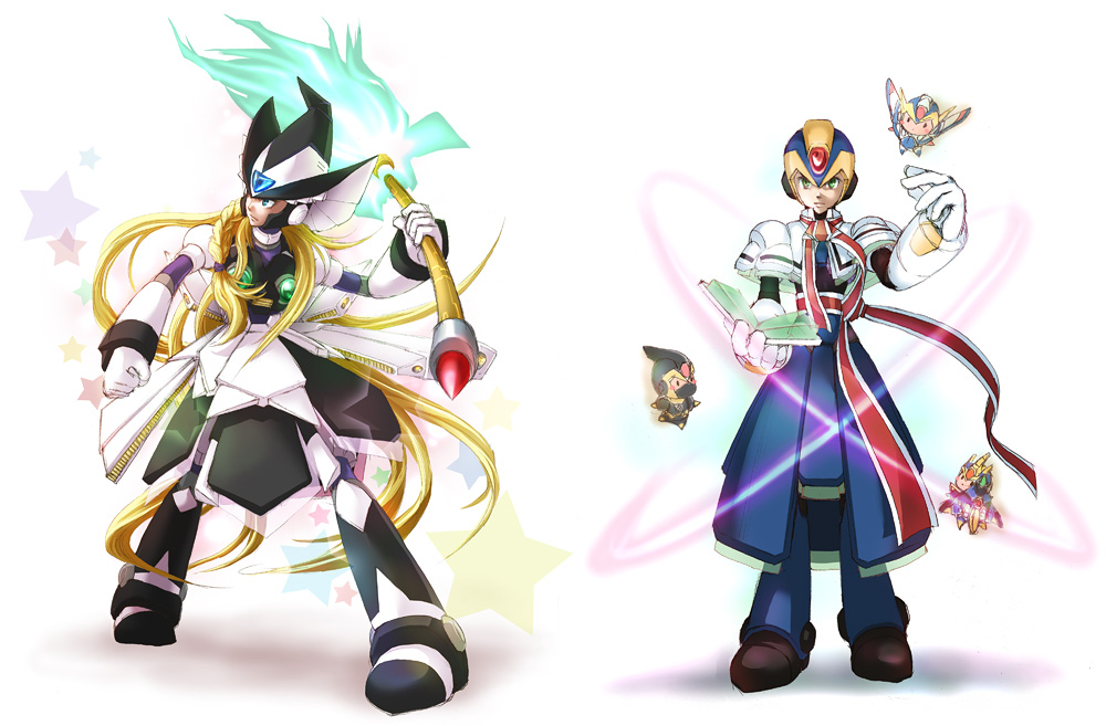 5girls, alice_margatroid, capcom, cosplay, female_focus, kirisame_marisa, mecha_musume, mega_man_(series)