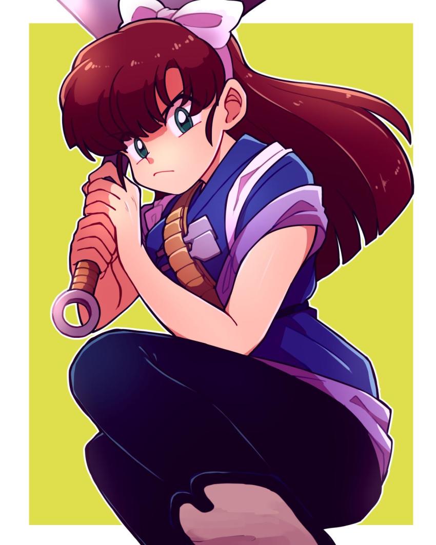 1girl, brown_hair, female_focus, highres, kuonji_ukyou, maru_handa, ranma_1/2, solo