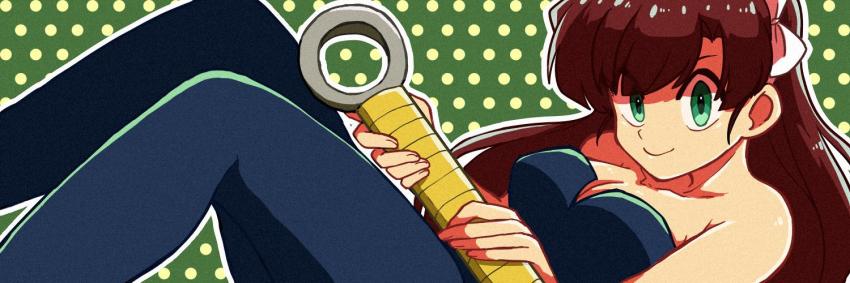 1girl, brown_hair, female_focus, kuonji_ukyou, maru_handa, ranma_1/2, smile, solo