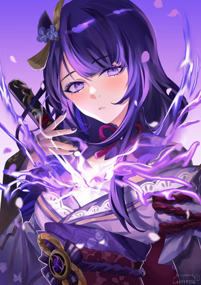 1girl, absurdres, artist_name, blush, braid, breasts, bridal_gauntlets, commentary