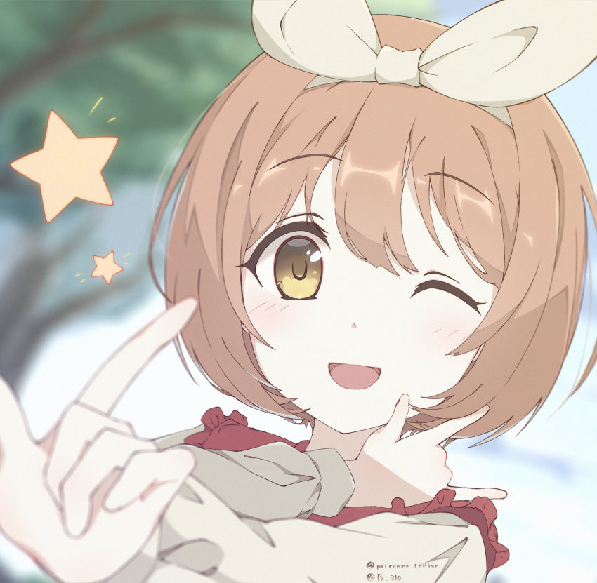 1girl, brown_hair, child, hair_ornament, highres, kurumi_(real)_(princess_connect!), kurumi_(princess_connect!), princess_connect!, px_310, smile, tagme, yellow_eyes