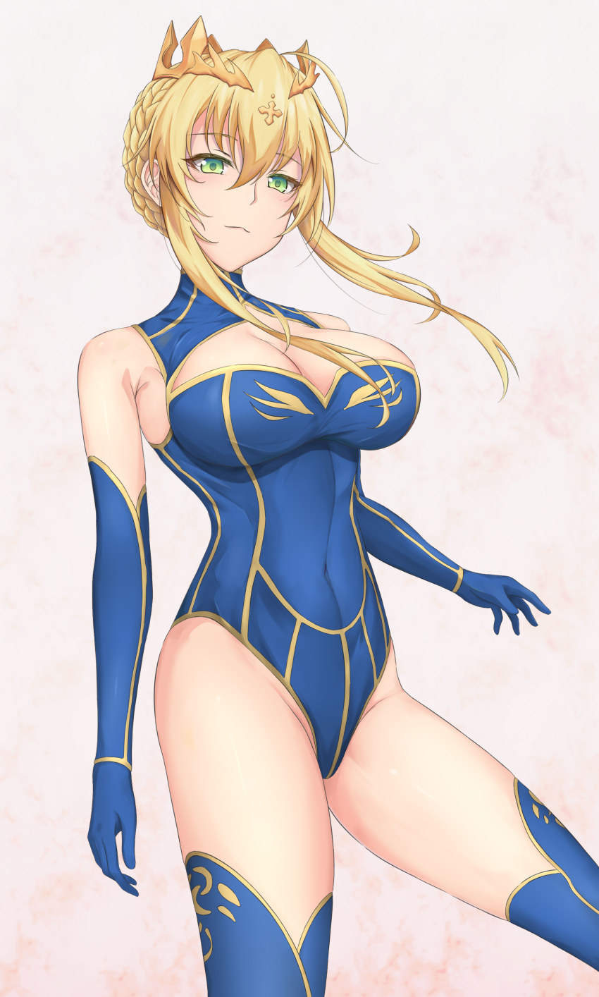 1girl, absurdres, artoria_pendragon_(fate), artoria_pendragon_(lancer)_(fate), artoria_pendragon_(lancer)_(third_ascension)_(fate), bare_shoulders, blonde_hair, blue_gloves