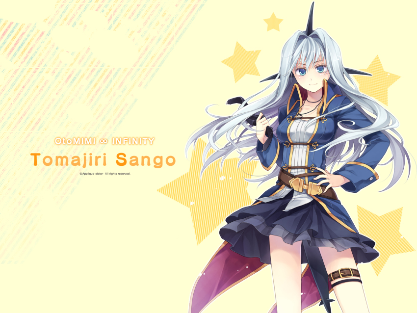 1girl, aobato_kobato, belt, blue_eyes, breasts, character_name, company_name, copyright_name