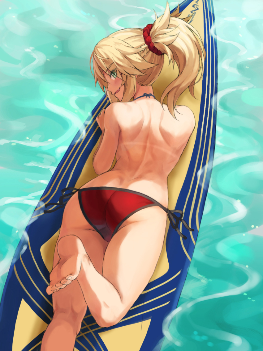 1girl, ass, back, bad_id, bad_twitter_id, bare_shoulders, bikini, blonde_hair