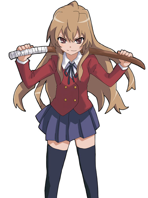 00s, 1girl, aisaka_taiga, bad_id, bad_pixiv_id, bokken, brown_eyes, brown_hair