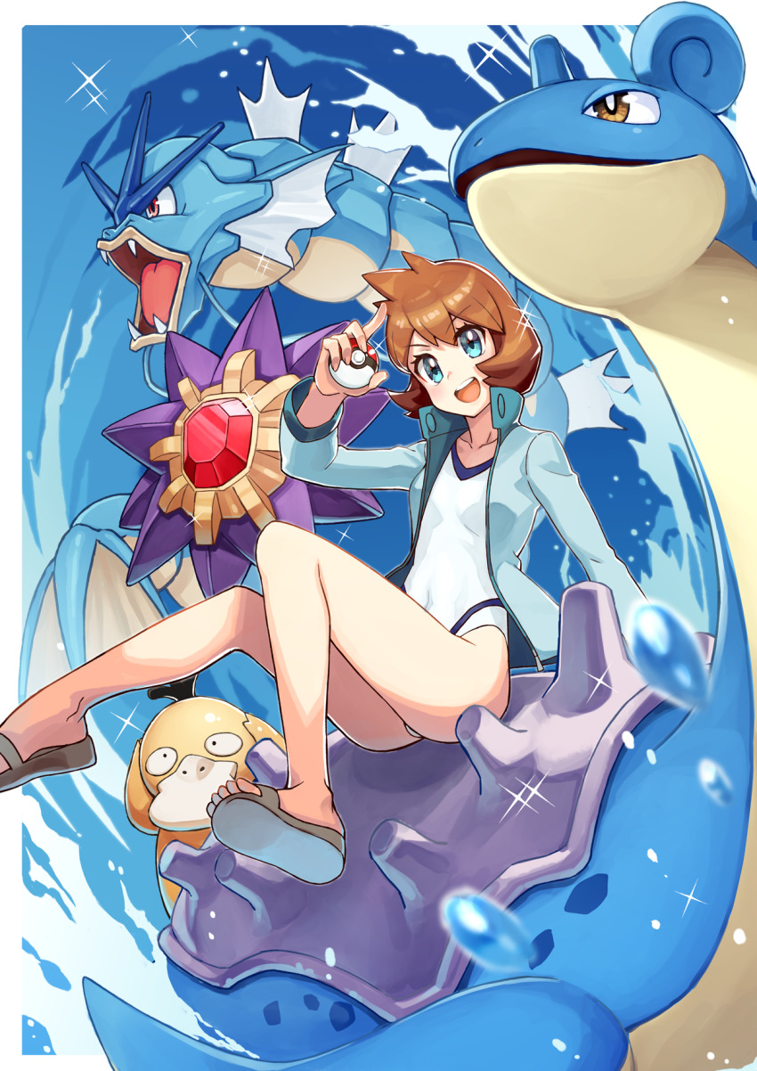 1girl, :d, blue_eyes, blurry, brown_hair, collarbone, commentary_request, covered_navel