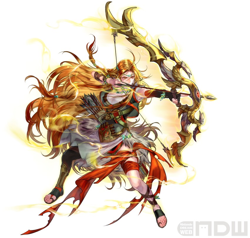 1girl, absurdres, arrow_(projectile), blonde_hair, bow_(weapon), braid, circlet, earrings