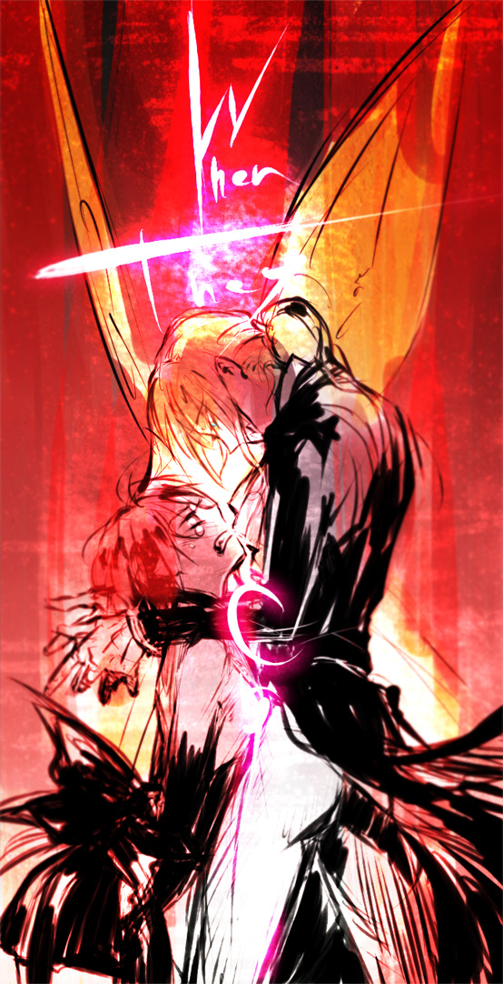 00s, 1boy, 1girl, beatrice_(umineko), brown_hair, cowboy_shot, crying, closed_eyes