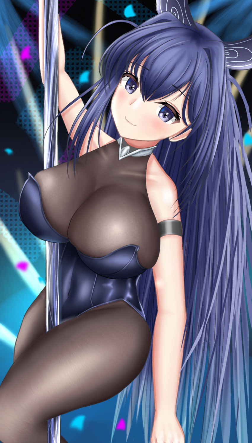 1girl, animal_ears, azuma_(sospower73), azur_lane, blue_leotard, bodystocking, breasts, cleavage