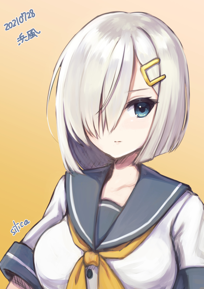 1girl, blue_eyes, blue_sailor_collar, blush, breasts, character_name, closed_mouth, dated