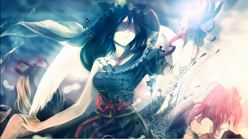 3girls, bdsm, blindfold, blonde_hair, bondage, bound, cosplay, cradle_(circle)