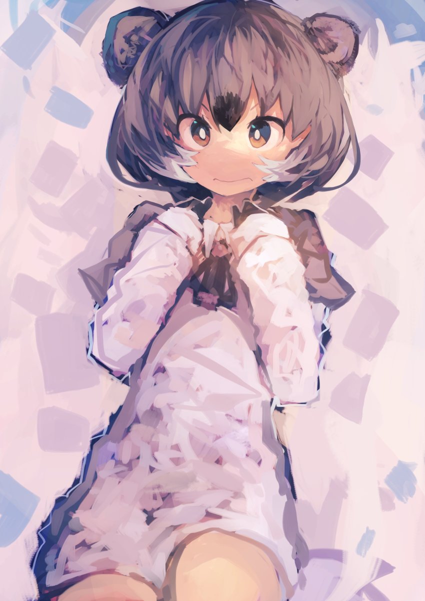 1girl, absurdres, animal_ears, black_hair, bob_cut, bright_pupils, brown_eyes, female_focus