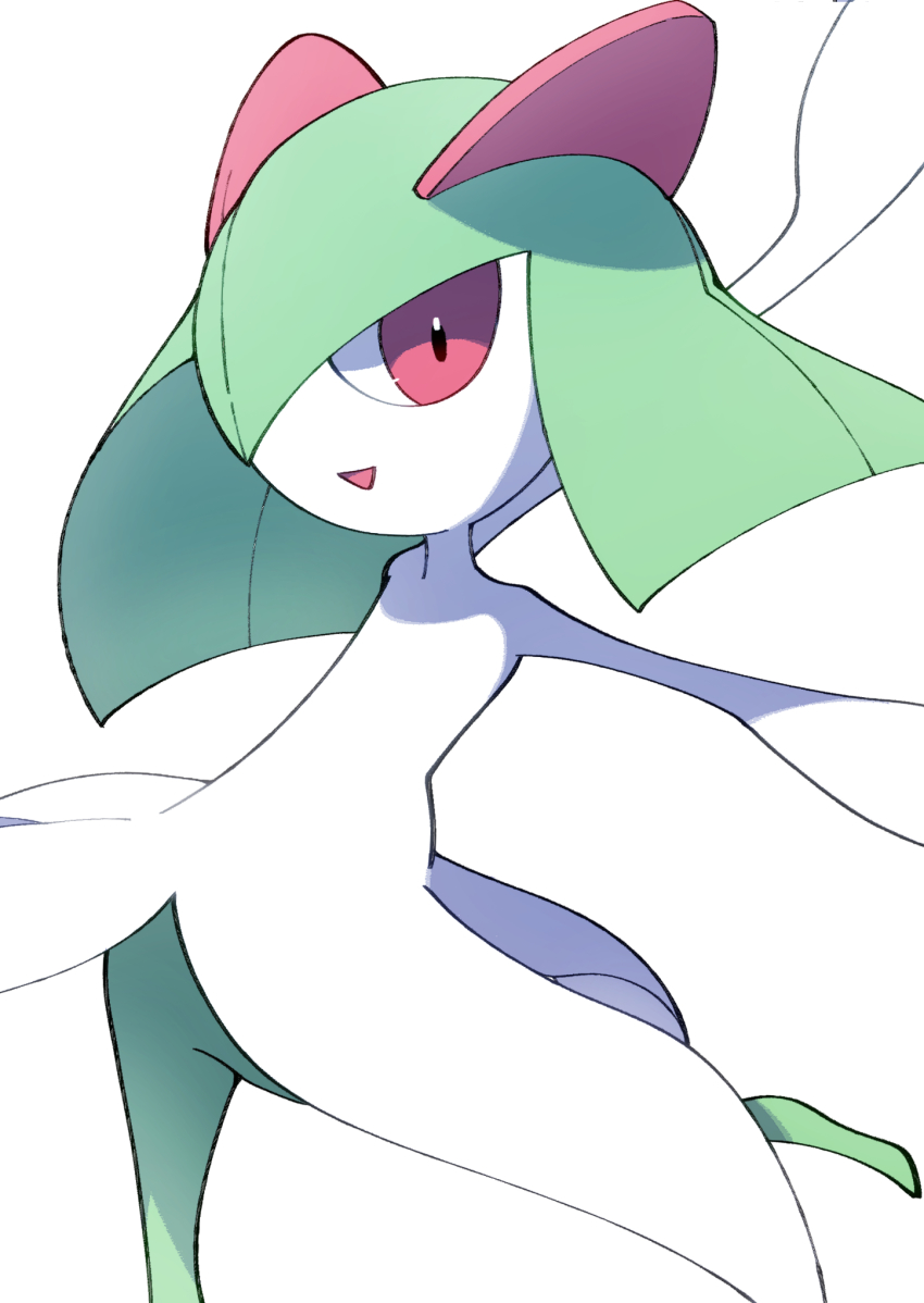 commentary_request, gen_3_pokemon, highres, kirlia, leg_up, looking_at_viewer, nintendo, open_mouth