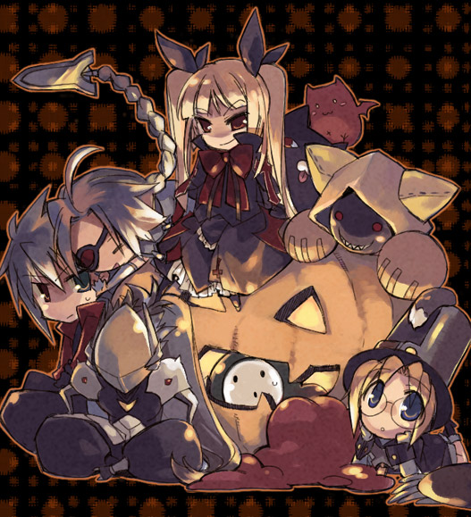 3boys, 3girls, :3, ahoge, akr_et, animal_ears, arakune, arc_system_works
