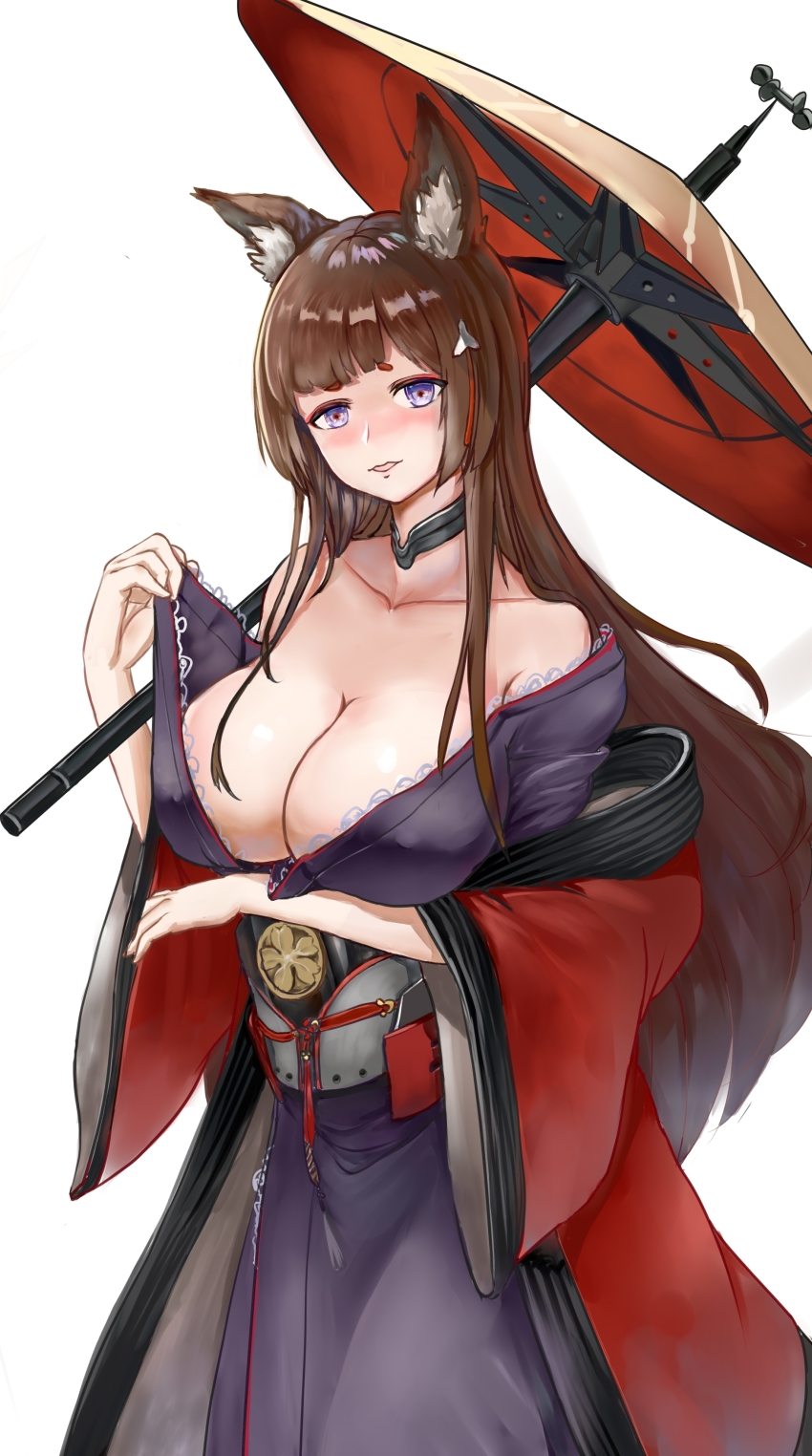 1girl, absurdres, amagi_(azur_lane), animal_ears, azur_lane, bad_id, bad_pixiv_id, bare_shoulders