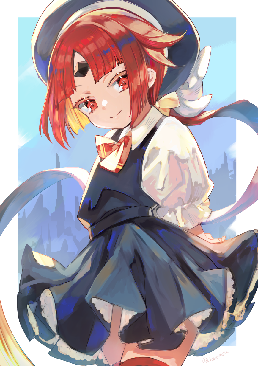 1girl, arms_behind_back, beni-enma, beni-enma_(tour_outfit), beret, dress, fate/grand_order, fate_(series)