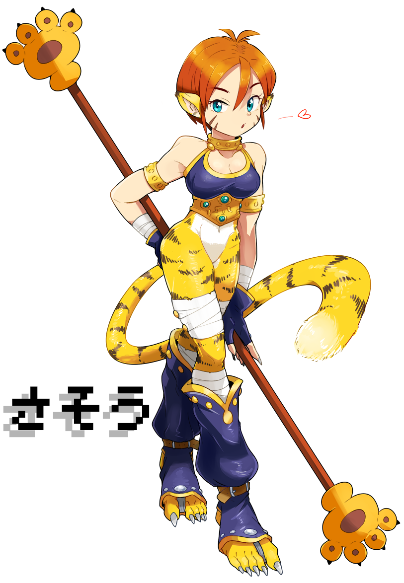 1girl, animal_ears, breasts, breath_of_fire, breath_of_fire_ii, bustier, capcom, cat_ears