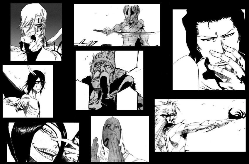 00s, 1girl, 6+boys, arrancar, baraggan_louisenbairn, bleach, comic, coyote_starrk