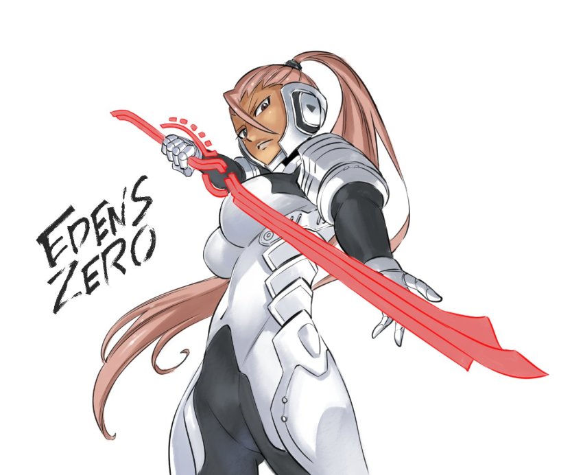 1girl, bodysuit, breasts, brown_eyes, brown_hair, character_request, copyright_name, dark-skinned_female