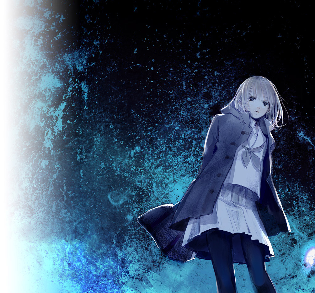 ayukonote, coat, moonlight, night, original, pantyhose, school_uniform, serafuku
