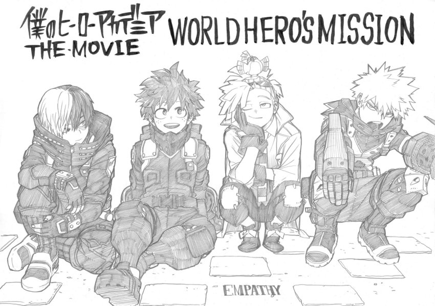 5boys, bakugou_katsuki, bird, boku_no_hero_academia, boku_no_hero_academia:_world_heroes'_mission, boots, burn_scar, curly_hair