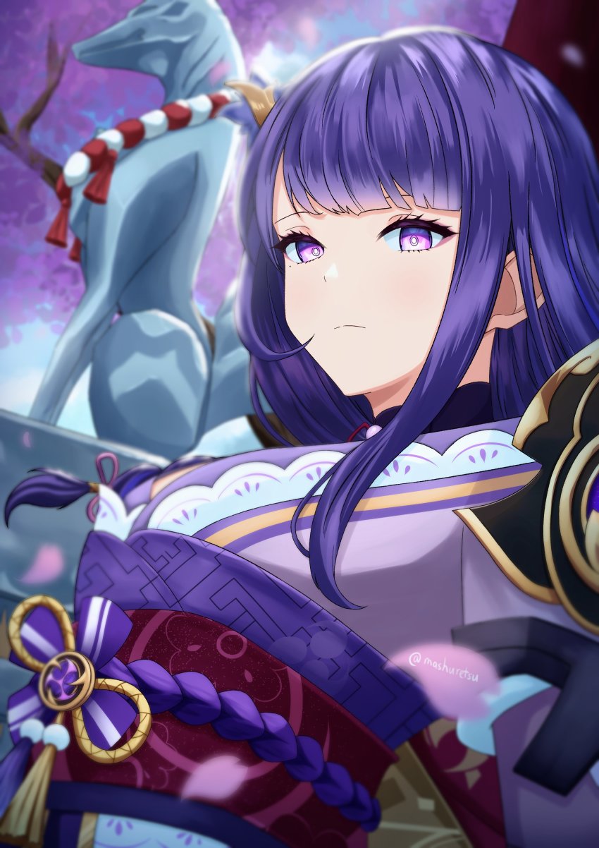 1girl, absurdres, armor, breasts, closed_mouth, commentary, english_commentary, genshin_impact