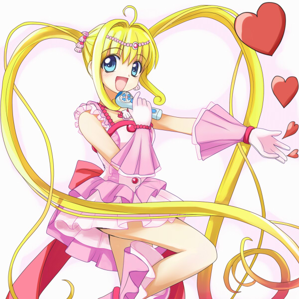 00s, blonde_hair, blue_eyes, gloves, heart, idol, jewelry, long_hair