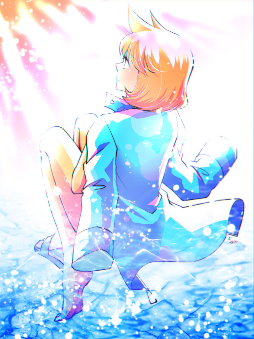 1girl, back, highres, jacket, jacket_on_shoulders, kipam, legs, misty_(pokemon)