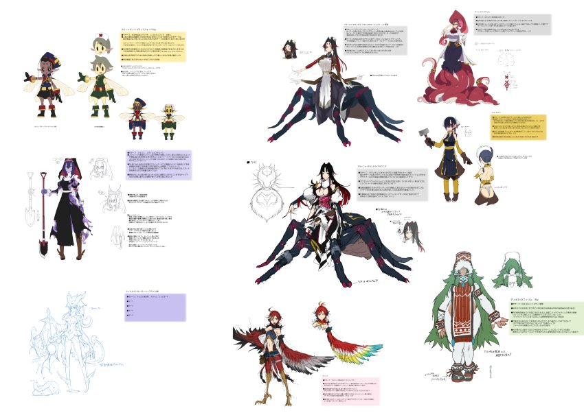 1girl, :>, absurdres, adjusting_eyewear, ahoge, ankle_boots, arachne, arahnia_taranterra_arachnida