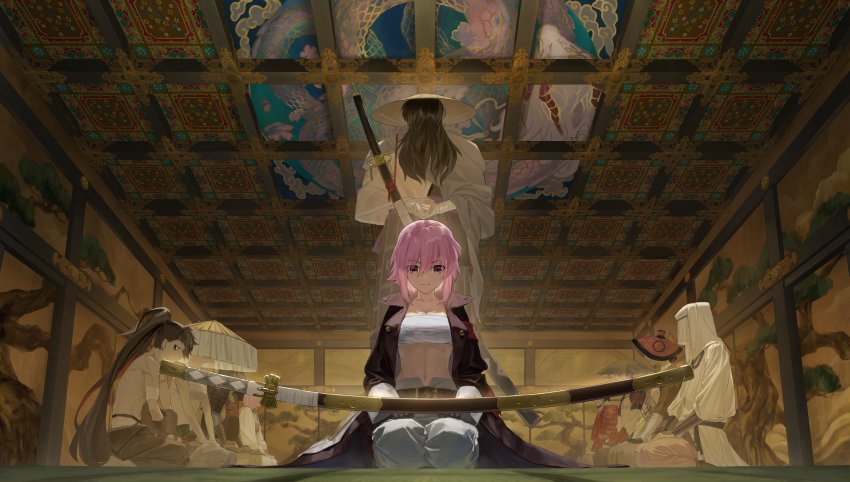 1boy, 1girl, absurdres, alchemy_stars, ambiguous_gender, architecture, armband, armor