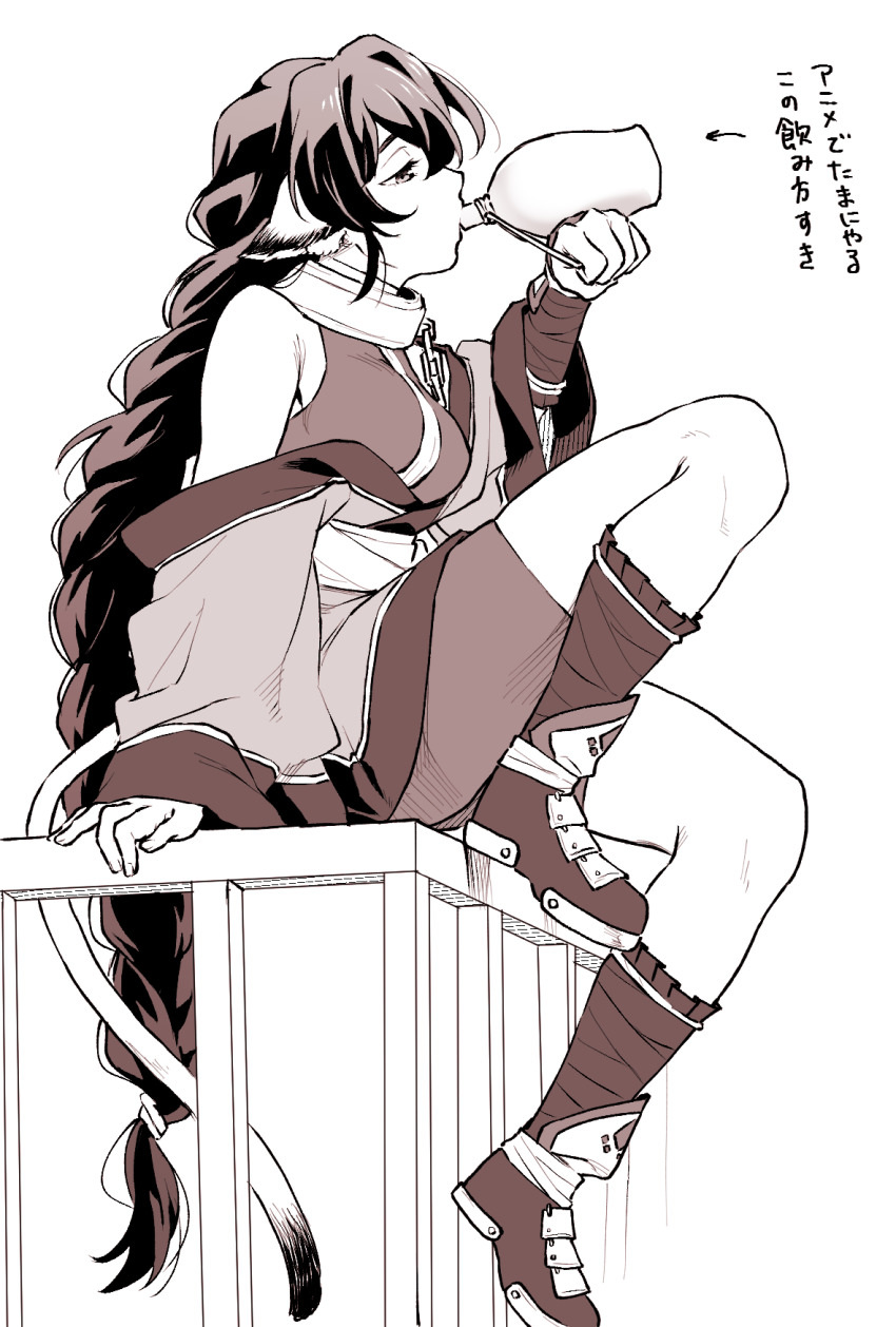 1girl, absurdly_long_hair, animal_ears, aquaplus, braid, breasts, chain, collar