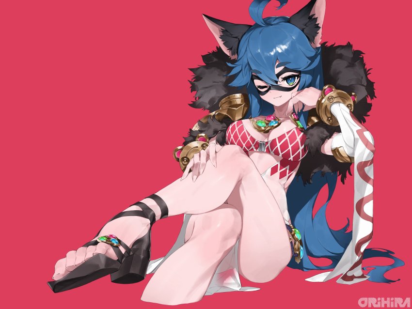 1girl, absurdres, animal_ears, argyle_clothes, argyle_dress, artist_name, bangle, black_sandals