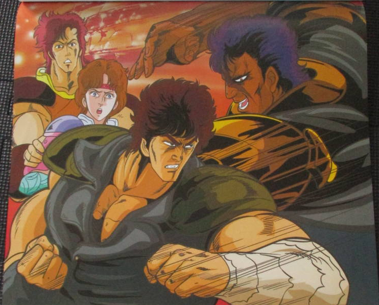 80s, age_difference, angry, bat_(hokuto_no_ken), battle, brown_hair, couple, fight
