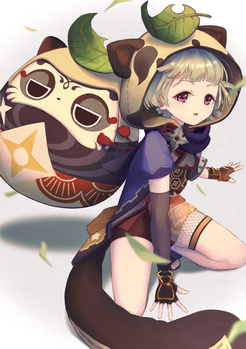 1girl, absurdres, animal_ears, animal_hood, black_gloves, blunt_bangs, blurry, commentary_request