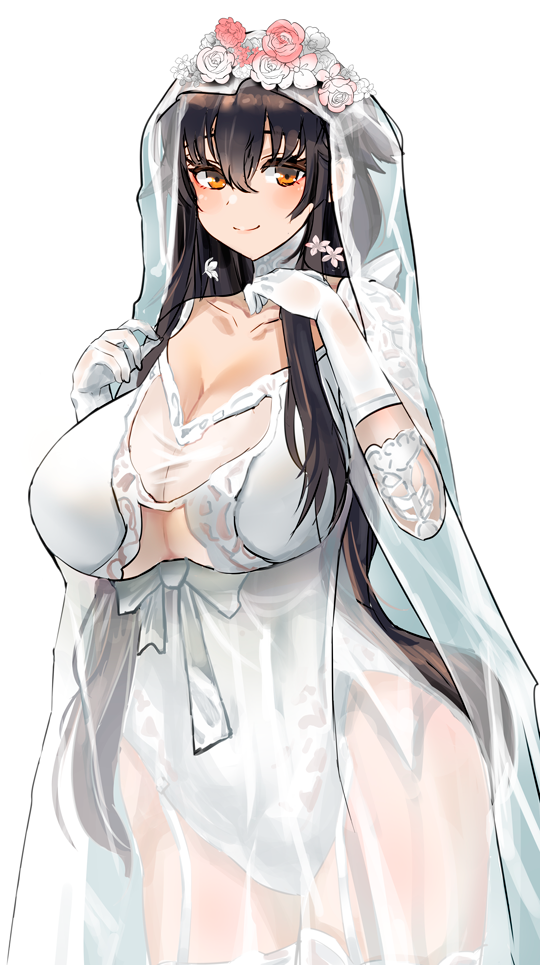 1girl, azuma_(azur_lane), azuma_(lily-white_longing)_(azur_lane), azur_lane, breasts, bridal_veil, bride, brown_hair