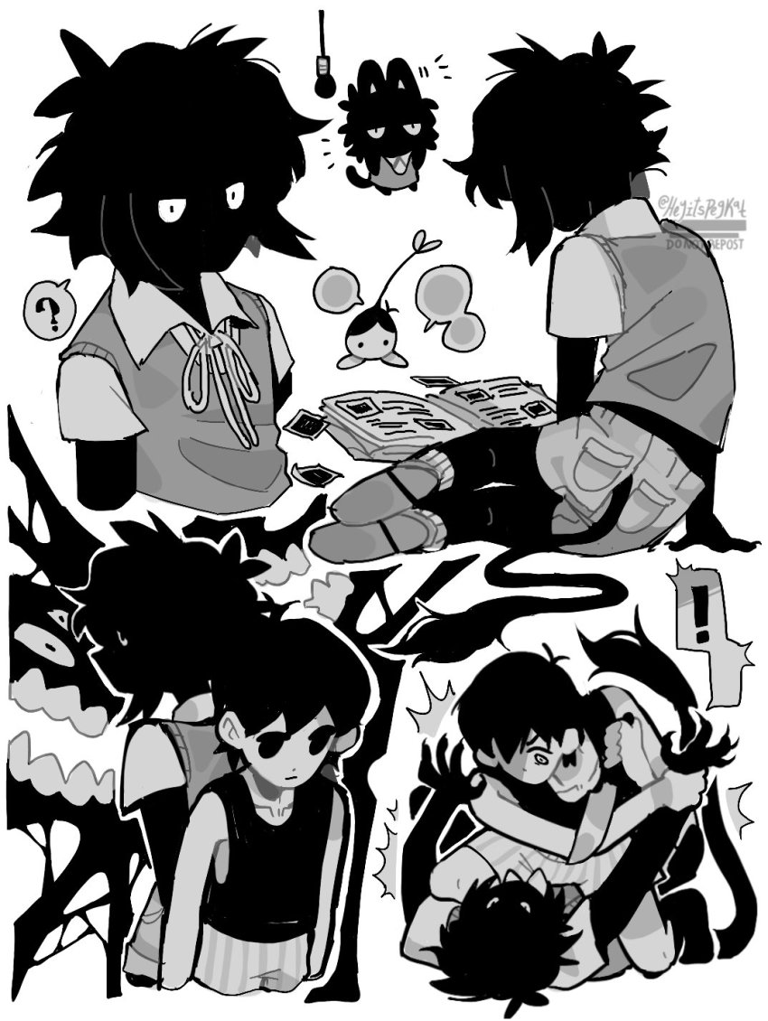 !, 2boys, bad_id, bad_twitter_id, black_skin, colored_skin, commentary, english_commentary