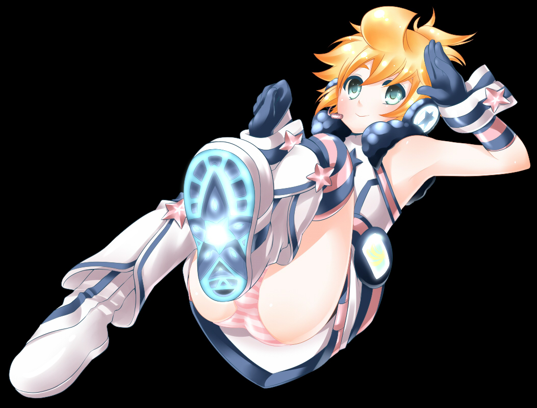 1boy, aqua_eyes, bad_id, bad_pixiv_id, belt, blonde_hair, boots, cosplay, crossdressing, crossdressing_(mtf), dress, full_body, gloves, headphones, headset, kagamine_len, kneehighs, male_focus, md5_mismatch, miki_(cosplay), o-mars, panties, red_eyes, resolution_mismatch, sf-a2_miki, sf-a2_miki_(cosplay), simple_background, smile, socks, solo, source_smaller, star_(symbol), striped_clothes, striped_gloves, striped_panties, striped_socks, trap, underwear, vocaloid, wrist_cuffs