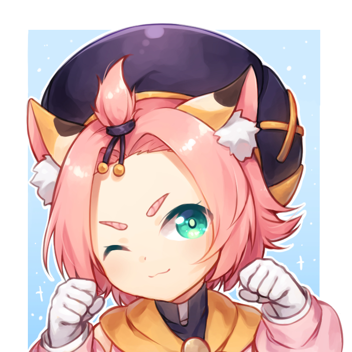 1girl, ;3, animal_ear_fluff, animal_ears, cat_ears, commentary, detached_sleeves, diona_(genshin_impact)