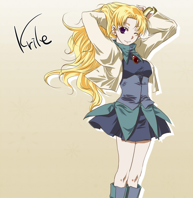 1990s_(style), arms_up, blonde_hair, boots, dress, final_fantasy, final_fantasy_v, jacket