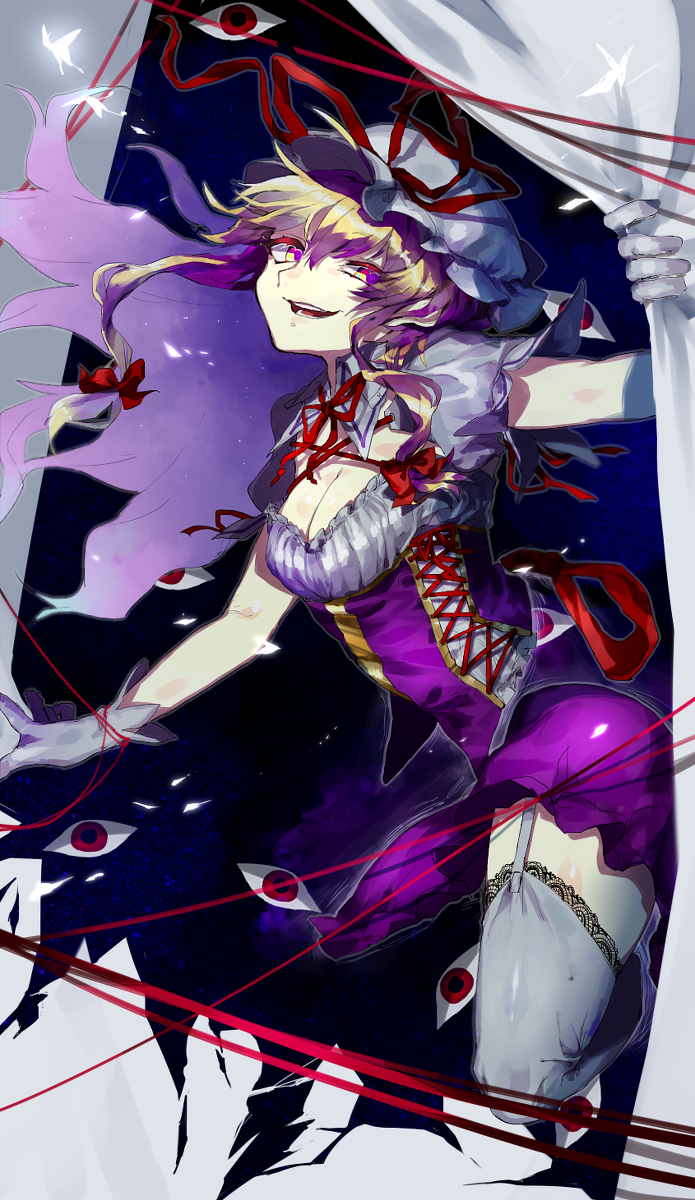 1girl, blonde_hair, breasts, bug, butterfly, cleavage, commentary_request, corset