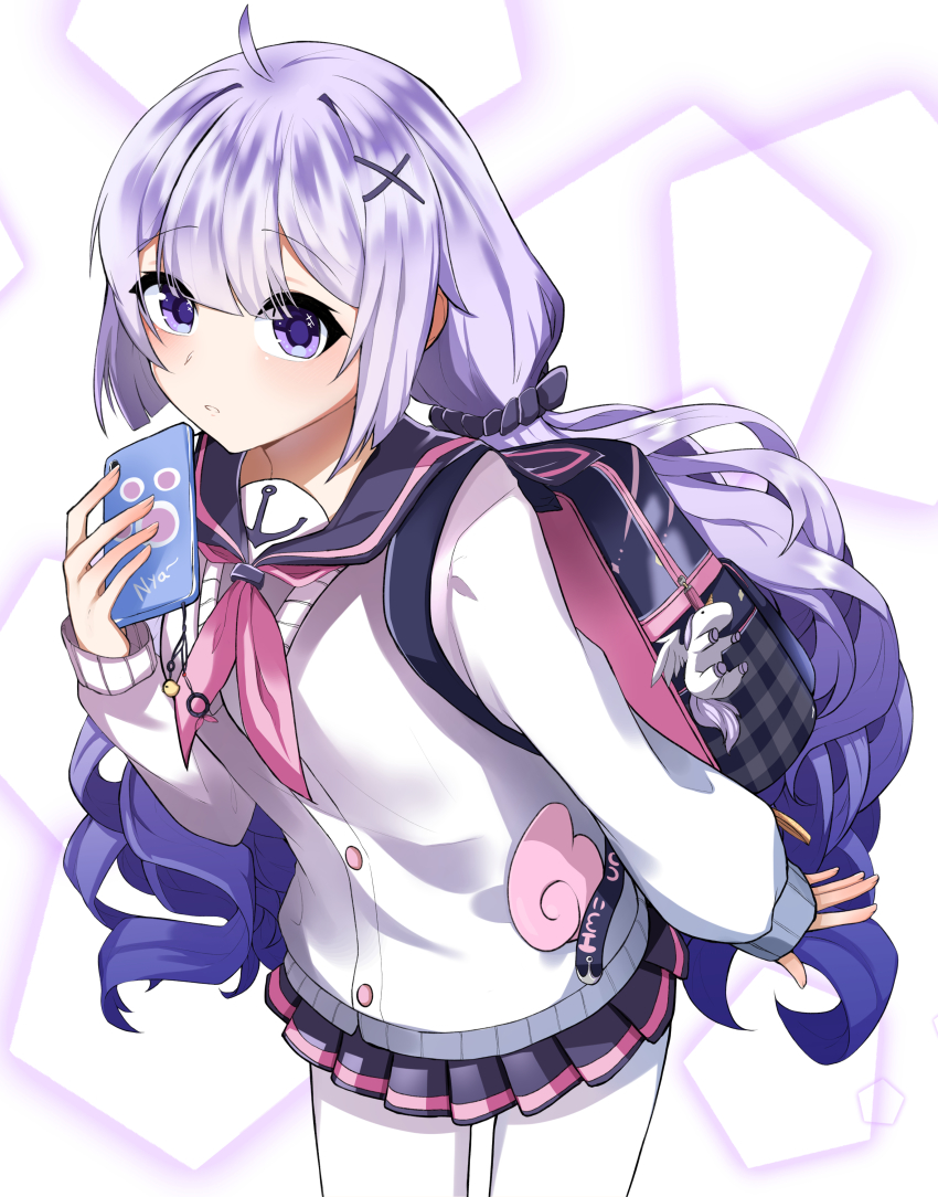 1girl, absurdres, ahoge, azur_lane, bad_id, bad_pixiv_id, bag, bag_charm