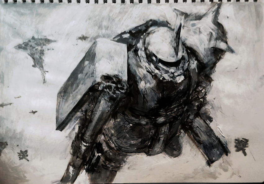 a_baoa_qu, gundam, ito_masahiro, mecha, mobile_suit_gundam, no_humans, robot, traditional_media