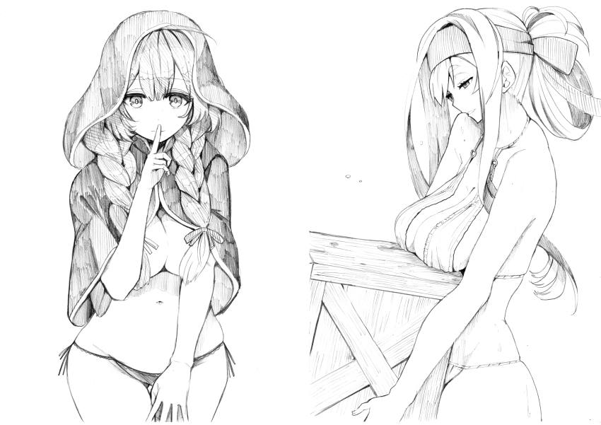 ahoge, box, bra, braid, breasts, capelet, cleavage, closed_mouth