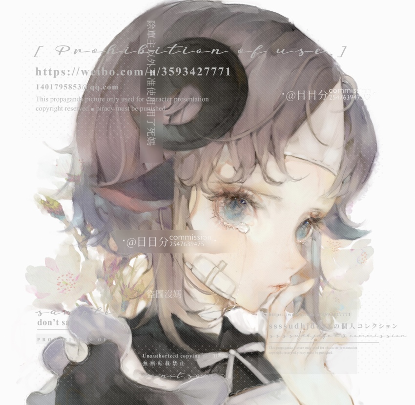 1girl, animal_ears, artist_name, bandaged_neck, bandages, bandaid, bandaid_on_cheek, bandaid_on_face