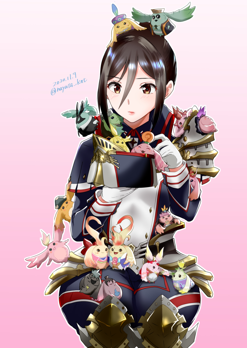 black_hair, brown_eyes, dated, eyepatch, gloves, hat, highres, kino_(xenoblade)