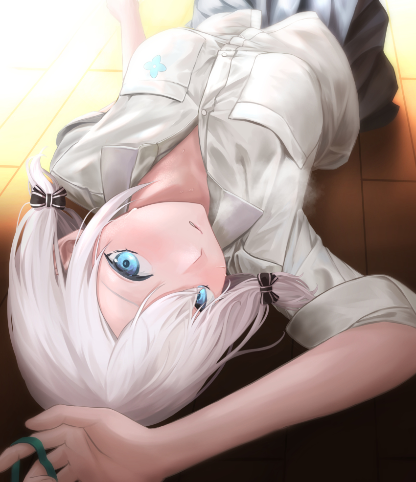 1girl, absurdres, ars_almal, ars_almal_(4th_costume), blue_eyes, breath, collared_shirt, highres