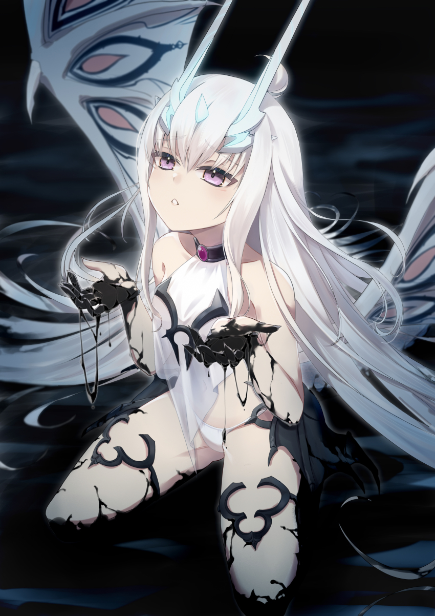 1girl, absurdres, babydoll, bare_shoulders, breasts, dragon_wings, melusine_(fate), melusine_(final_ascension)_(fate)